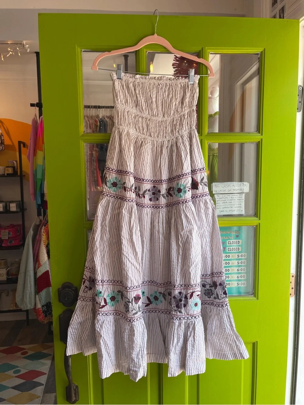 Free People Kalani Midi Dress in Ivory Stripe Combo New!